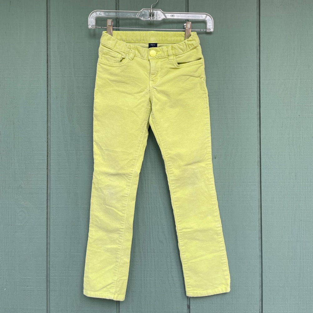 GAP Corduroy Pants Neon Yellow/Lime Straight Leg - Size 7 Regular